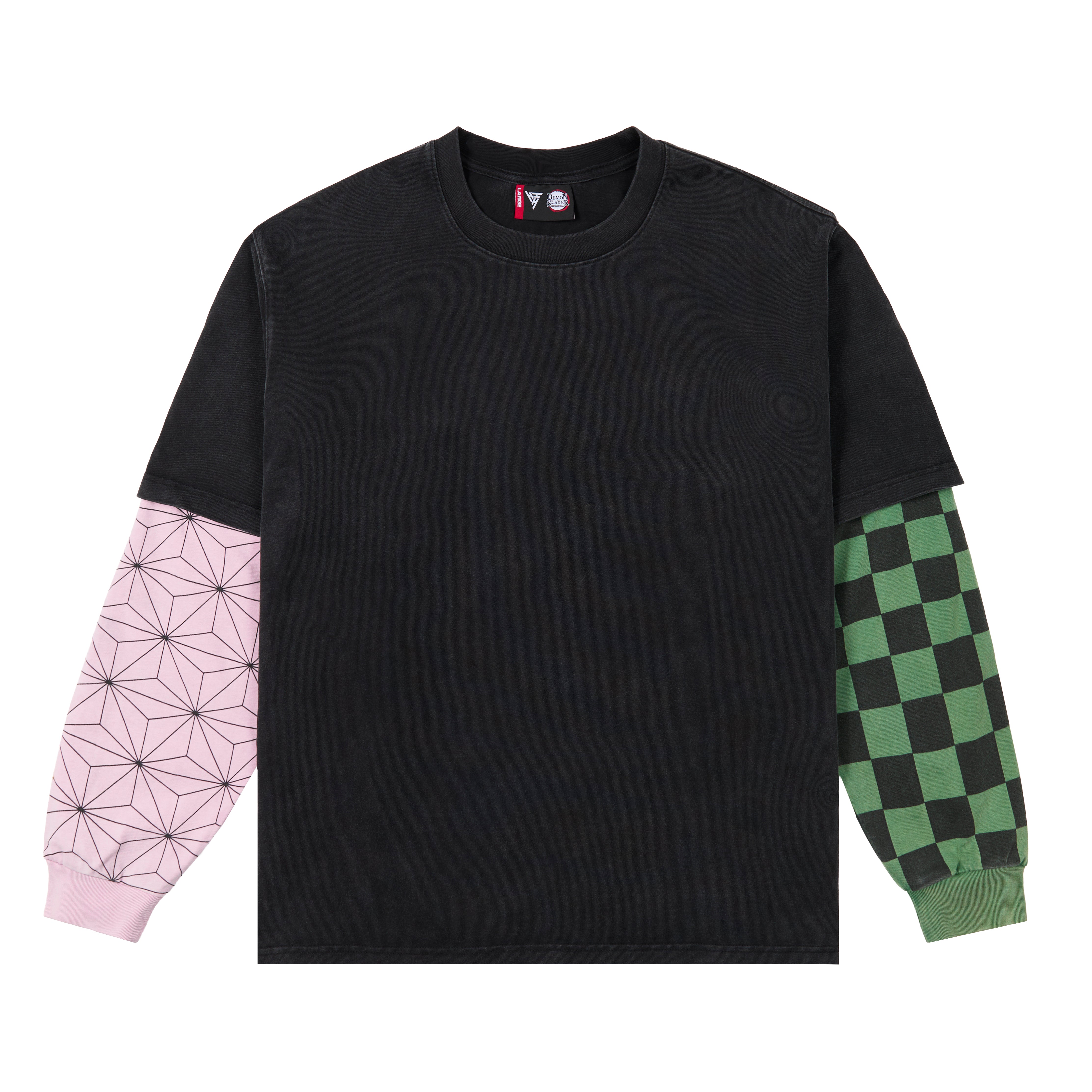 DEMON SLAYER SIBLING DOUBLE LAYER LONG SLEEVE SHIRT (WASHED BLACK) – Demon Slayer shirts by Hypland
