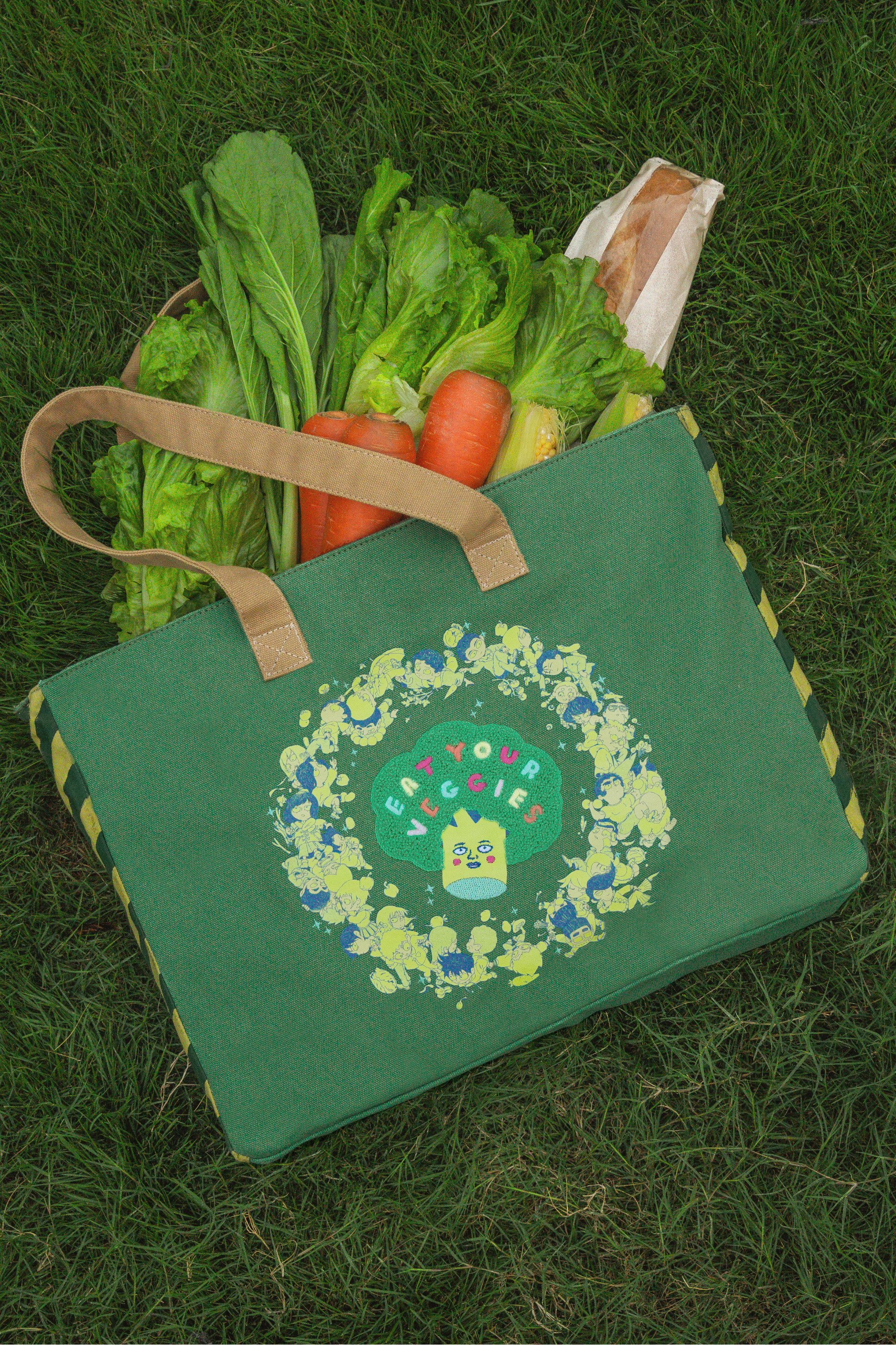 Mob Psycho 100 - Eat Your Veggies Tote Bag 🥦 – Mob Psycho 100 bags by Bibisama