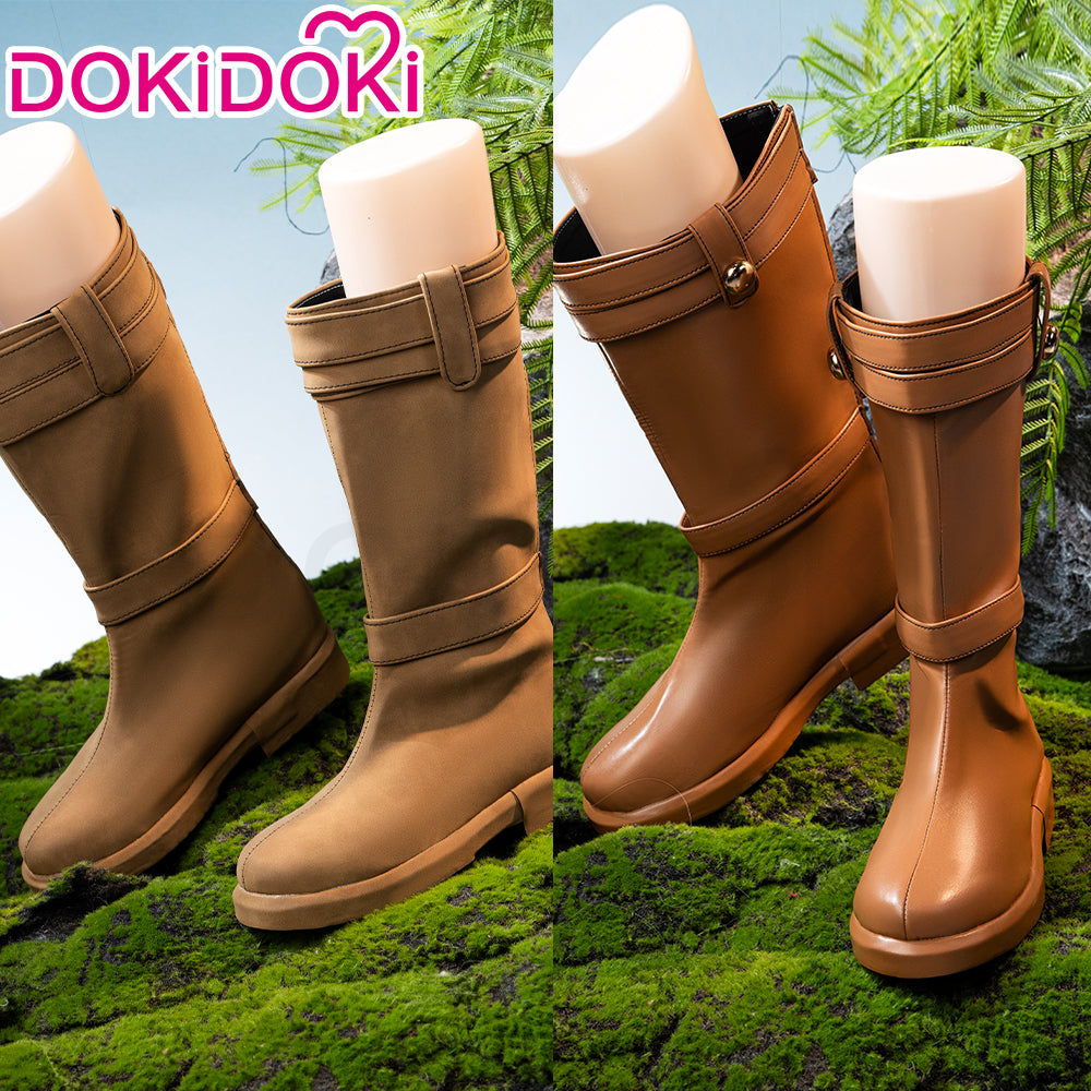 DokiDoki Anime Cosplay Brown Glossy / Suede Shoes Mid-calf Boots – Frieren: Beyond Journey's End frieren by Dokidokicos