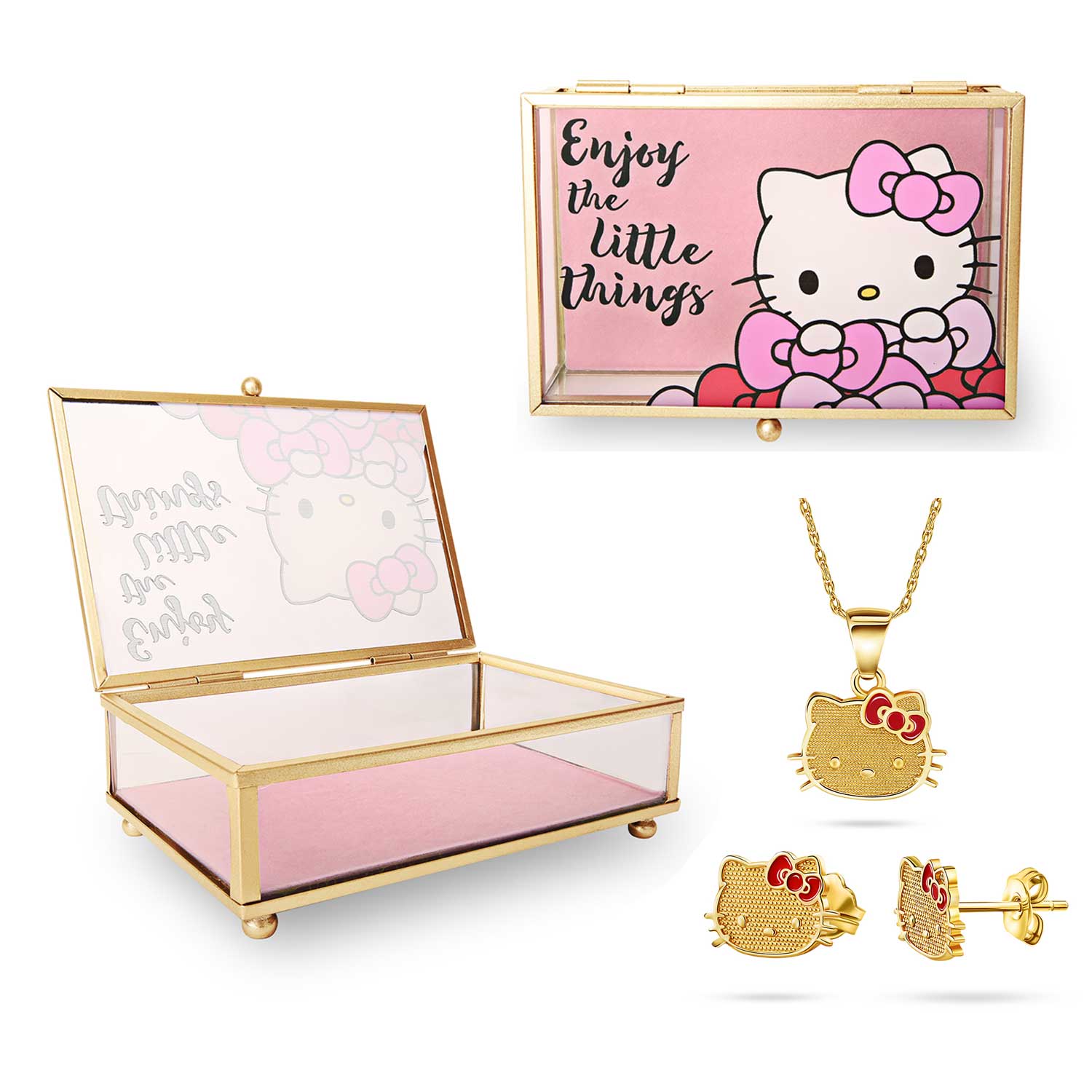 3-Piece Hello Kitty 10K Gold Necklace & Earrings Set – Sanrio collector sets by Sally Rose