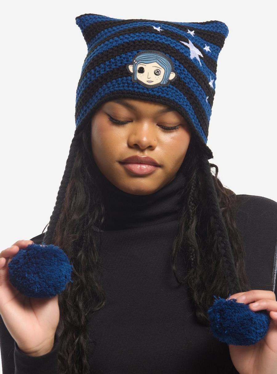 Coraline Stripe Subtle Ear Tassel Beanie – Anime hats by Hot Topic