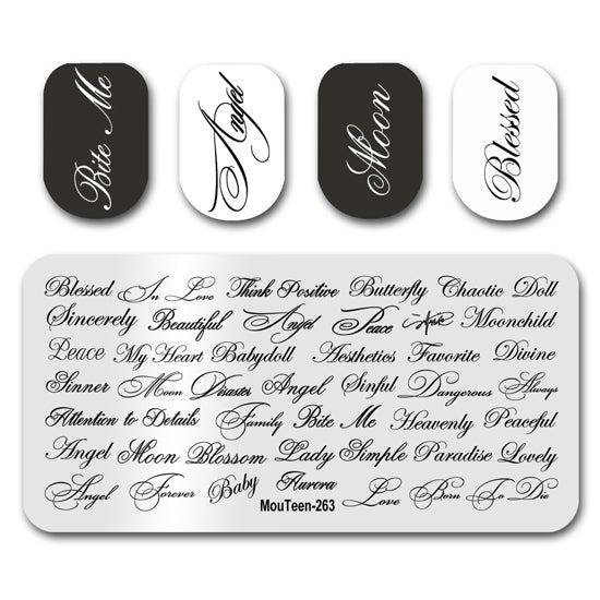 Artistic Font Nail Stamping Plate Nail Stamp for Nails Art Plate Nail art Supply Mouteen-263 – Anime nail art by MouTeen