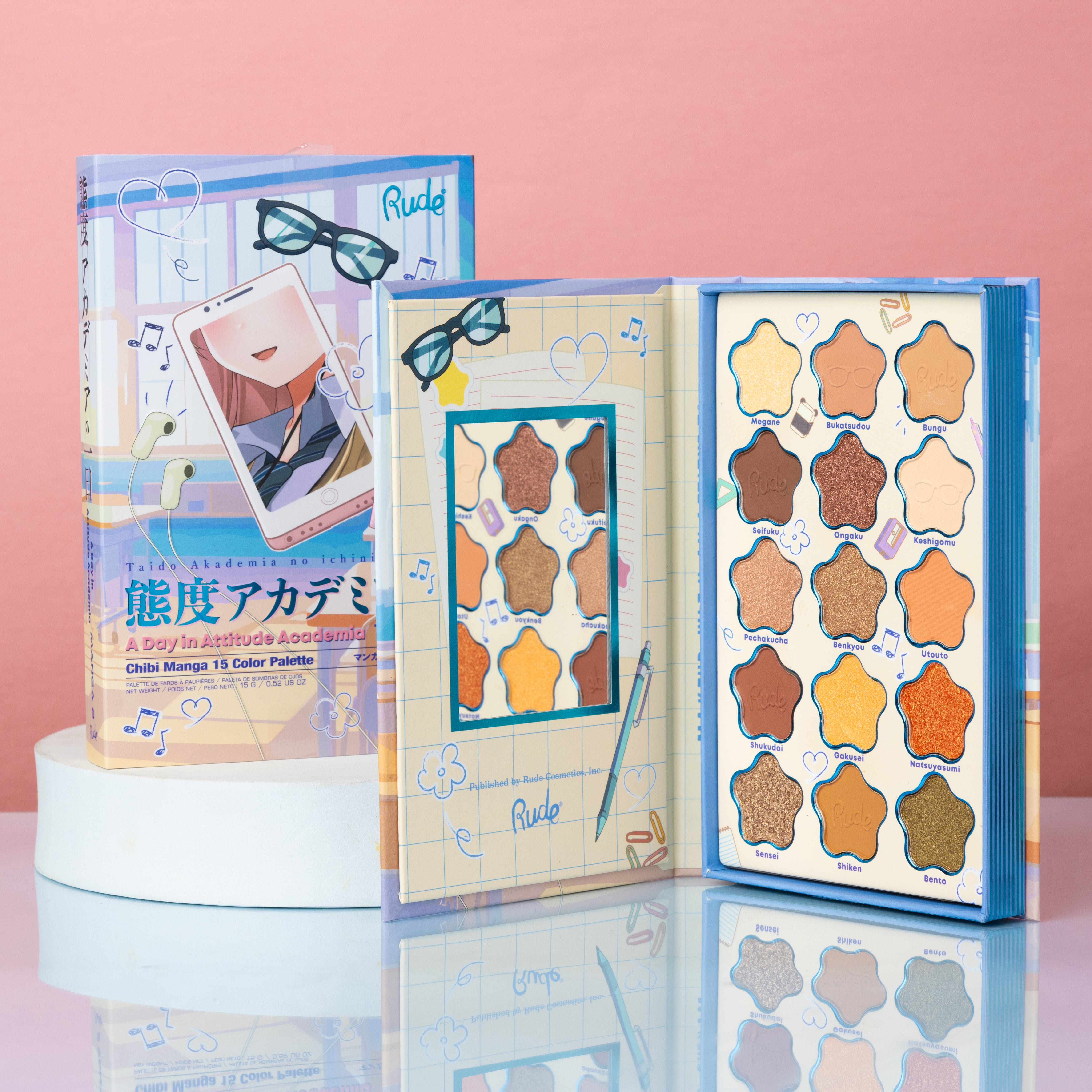 Chibi Manga Collection 15 Color Palette - A Day in Attitude Academia – Anime & Gaming makeup by Game Beauty / Rude Cosmetics