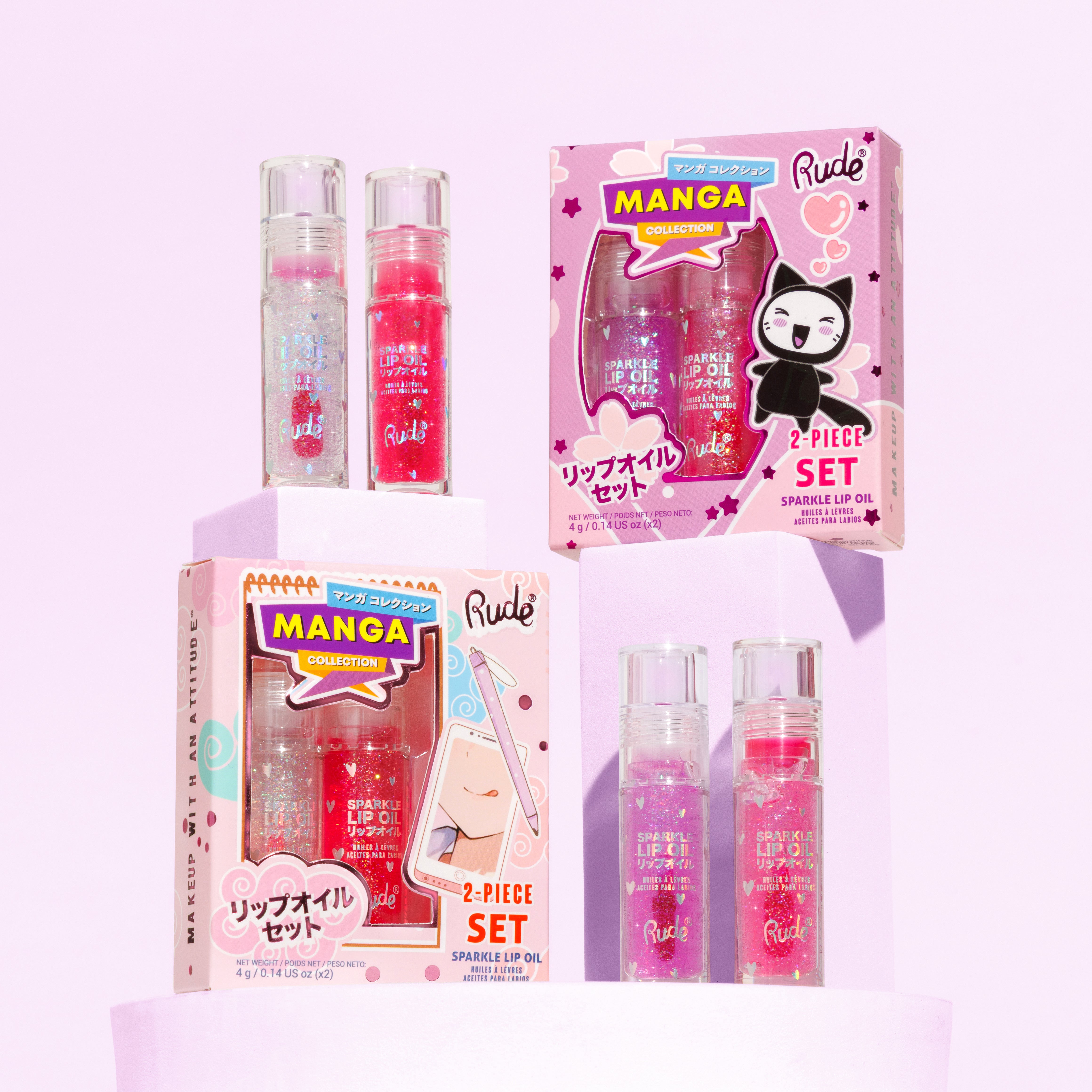 Manga Collection Sparkle Lip Oil Duo – Anime & Gaming makeup by Game Beauty / Rude Cosmetics