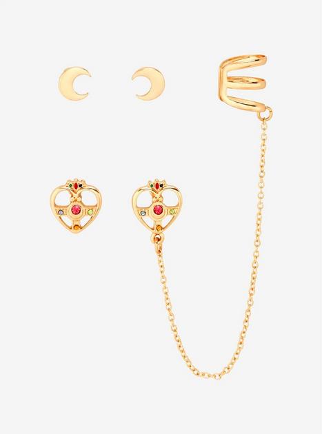 Sailor Moon Heart Compact Cuff & Stud Earring Set – Sailor Moon collector sets by BoxLunch