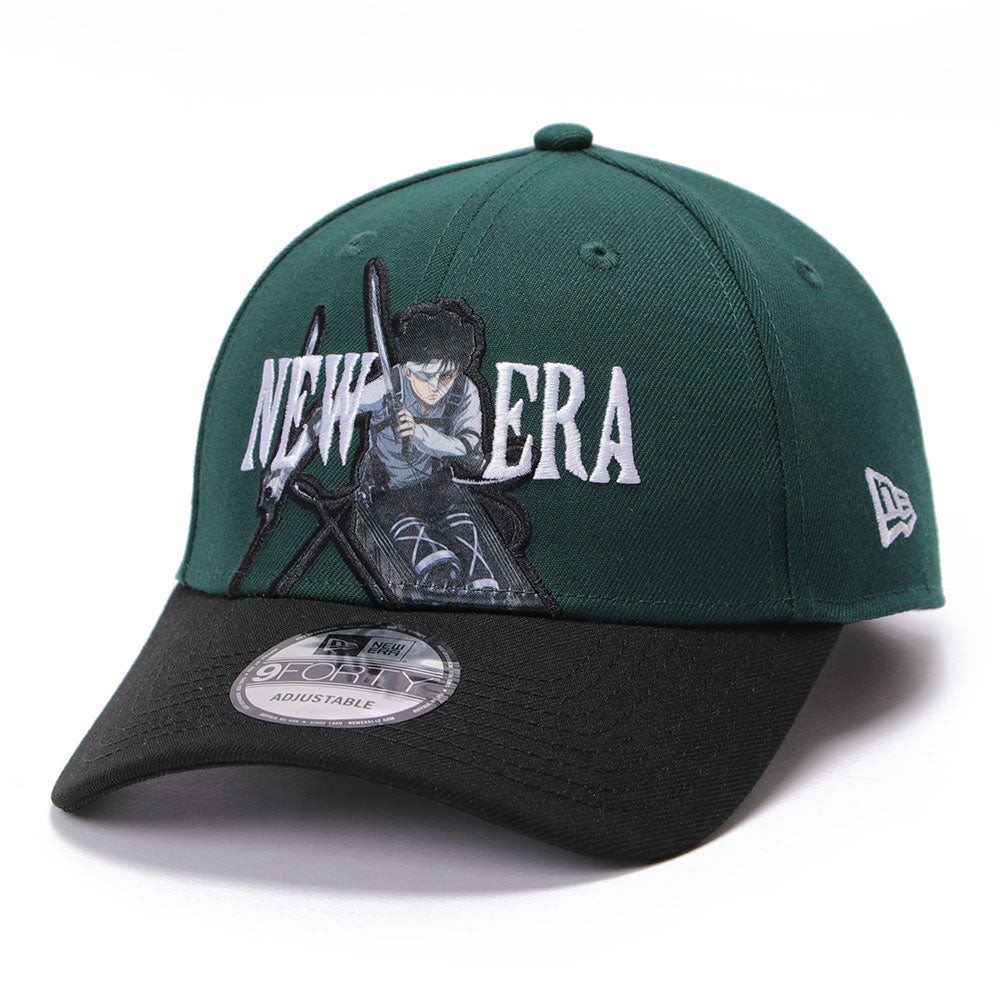 New Era x Attack on Titan Levi Dark Green 9FORTY Adjustable Cap – Attack on Titan hats by New Era
