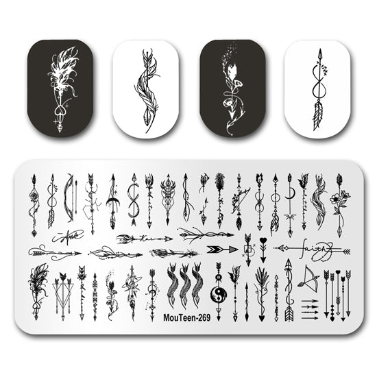 Arrow Nail Stamping Plate Nail Stamp for Nails Art Plate Nail art Supply Mouteen-269 – Anime nail art by MouTeen